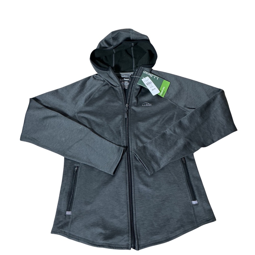 NEW LL Bean Stretch Tech Hoodie Womens XS Alloy Gray Full Zip Performance Jacket
